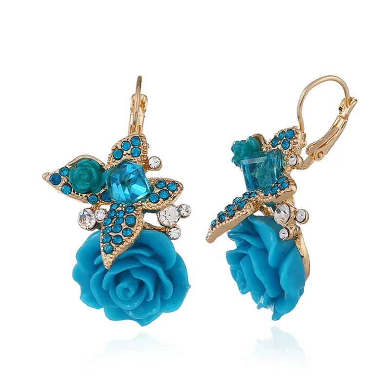 Blue Crystal & Cubic Zirconia Flower Drop Earrings made by Zulily