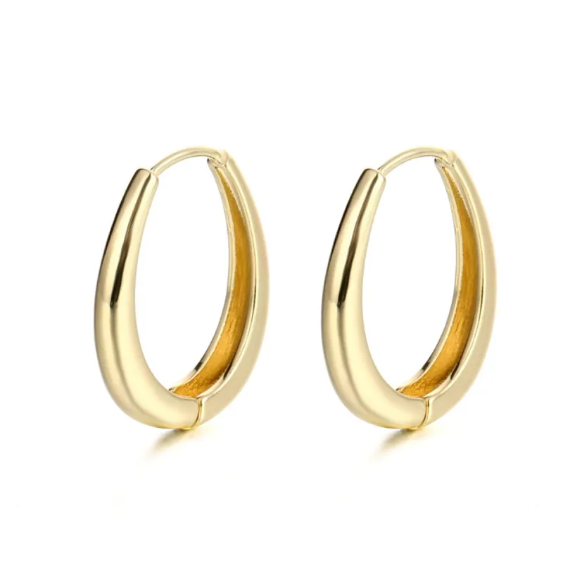 Goldtone Ellipse Huggie Earrings made by Zulily
