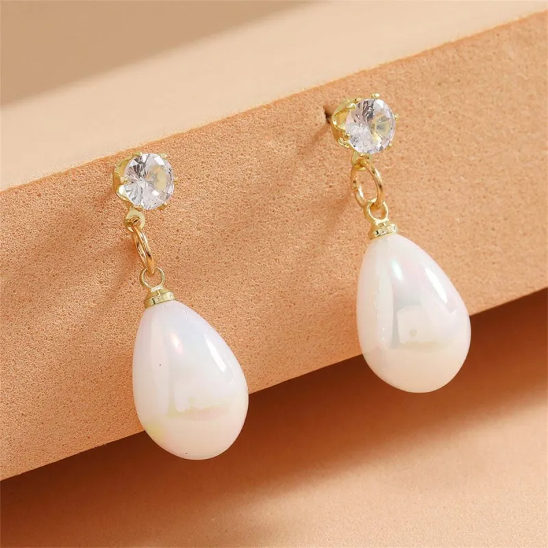 Pearl & Cubic Zirconia Goldtone Drop Earrings made by Zulily