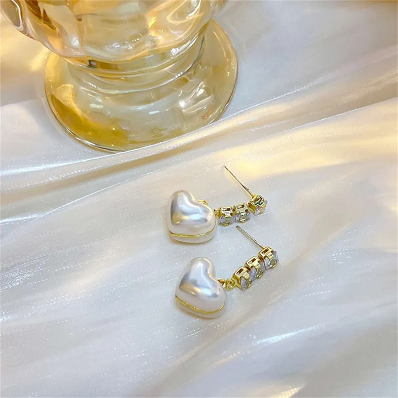 Crystal & Pearl Goldtone Heart Drop Earrings made by Zulily