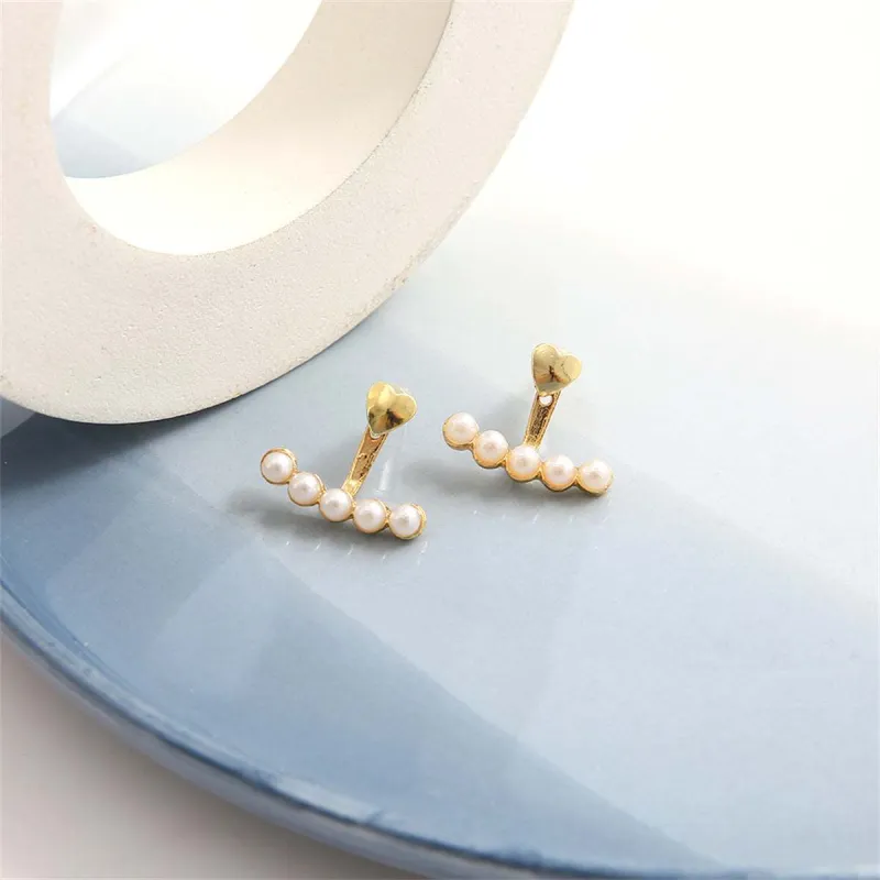 Pearl & Goldtone Heart Ear Jackets made by Zulily
