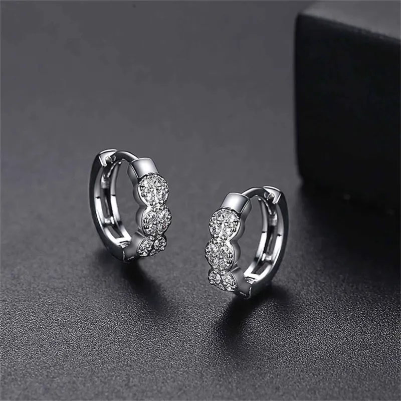 Cubic Zirconia & Silvertone Round Huggie Earrings made by Zulily