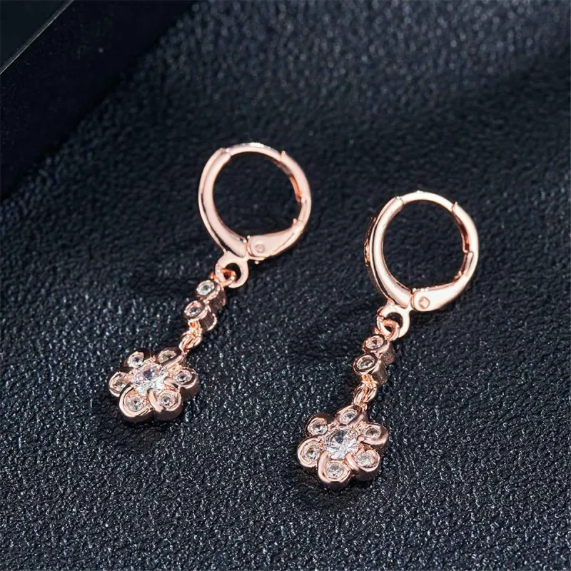 Cubic Zirconia & Rose Goldtone Flower Drop Earrings made by Zulily