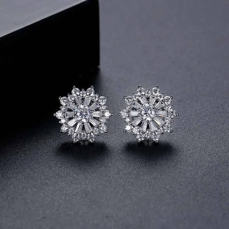 Crystal & Cubic Zirconia Silvertone Flower Stud Earrings made by Zulily