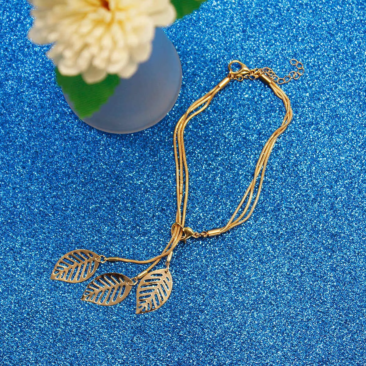 Goldtone Leaf Charm Bracelet sold by Zulily product image thumbnail 2
