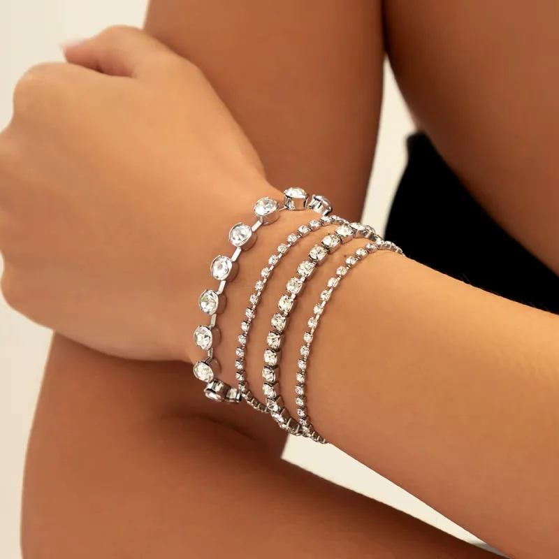 Cubic Zirconia & Silvertone Tennis Bracelet Set made by Zulily