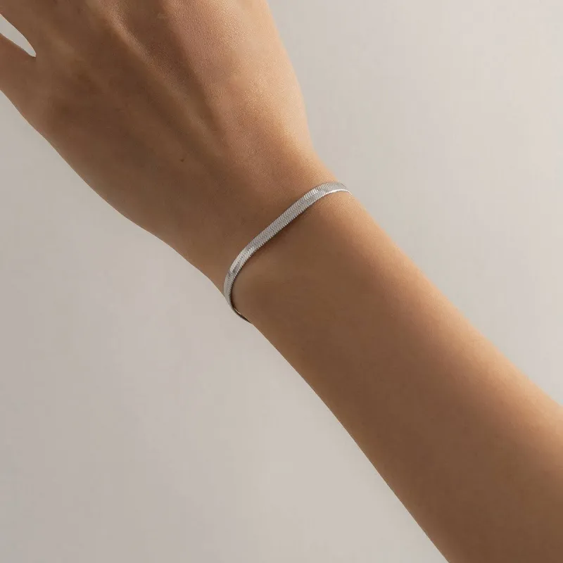 Silvertone Herringbone Chain Bracelet made by Zulily
