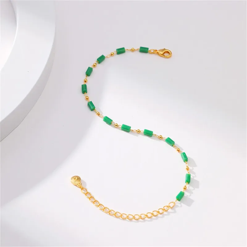 Green Acrylic & Goldtone Beaded Bracelet made by Zulily