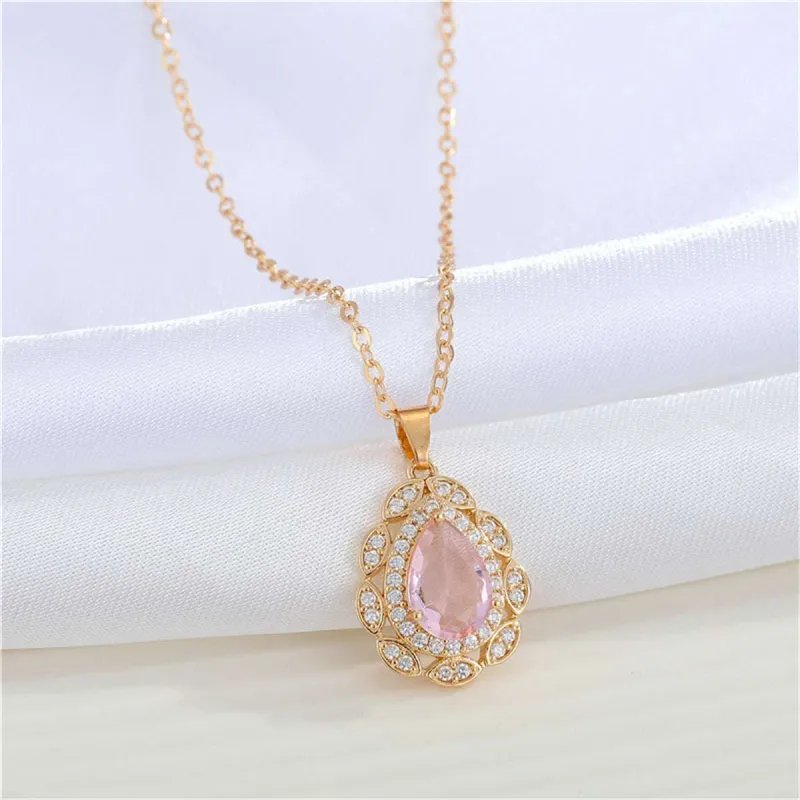 Pink Crystal & Cubic Zirconia Teardrop Pendant Necklace made by Zulily