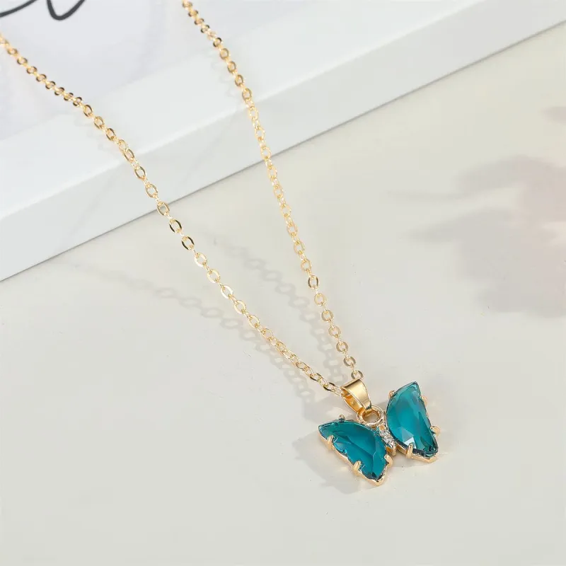 Blue Crystal & Cubic Zirconia Butterfly Pendant Necklace made by Zulily