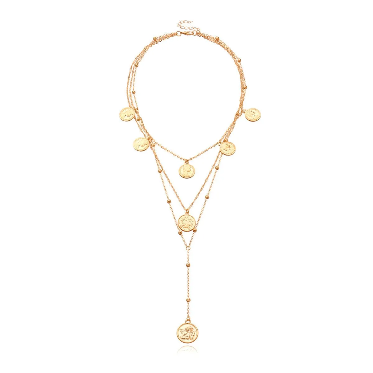 Goldtone 'Capricorn' Coin Layered Lariat Necklace sold by Zulily product image thumbnail 3