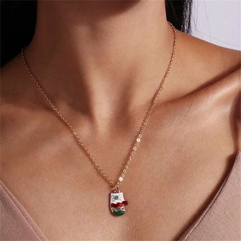 Clear Cubic Zirconia & White Enamel Mitten Pendant Necklace made by Zulily
