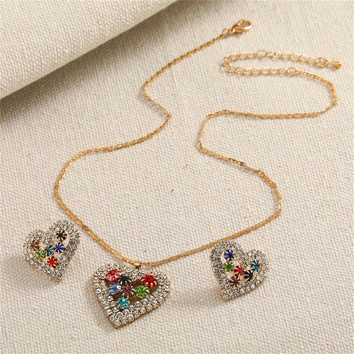 Red Crystal & Cubic Zirconia Heart Pendant Necklace Set sold by Zulily product image thumbnail 3