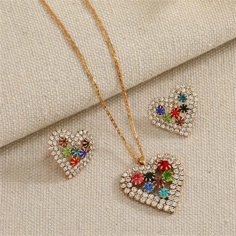 Red Crystal & Cubic Zirconia Heart Pendant Necklace Set made by Zulily