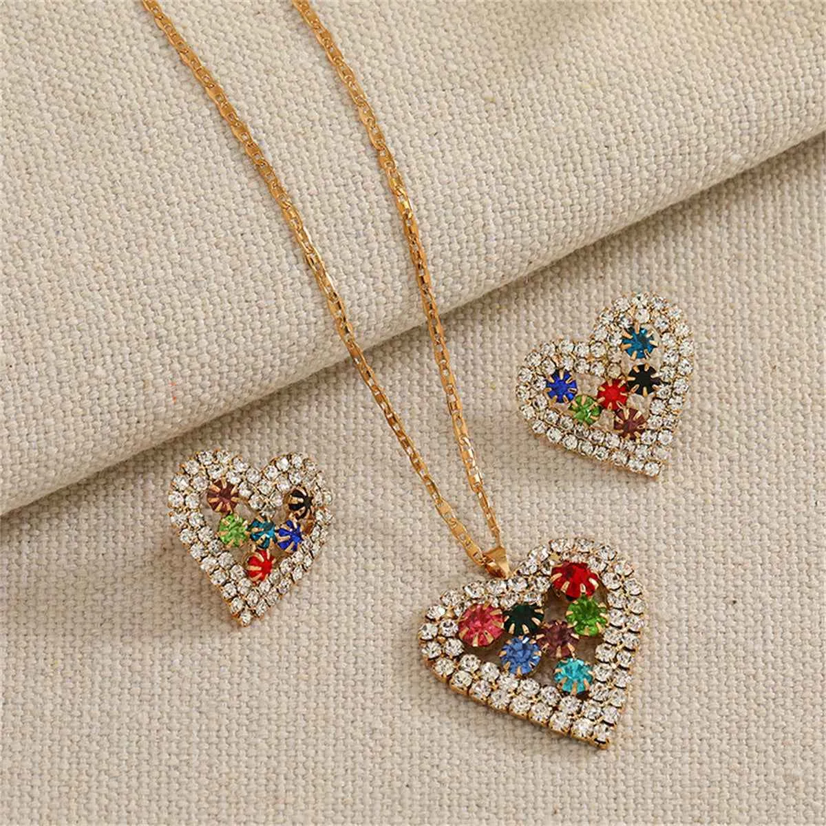 Red Crystal & Cubic Zirconia Heart Pendant Necklace Set sold by Zulily