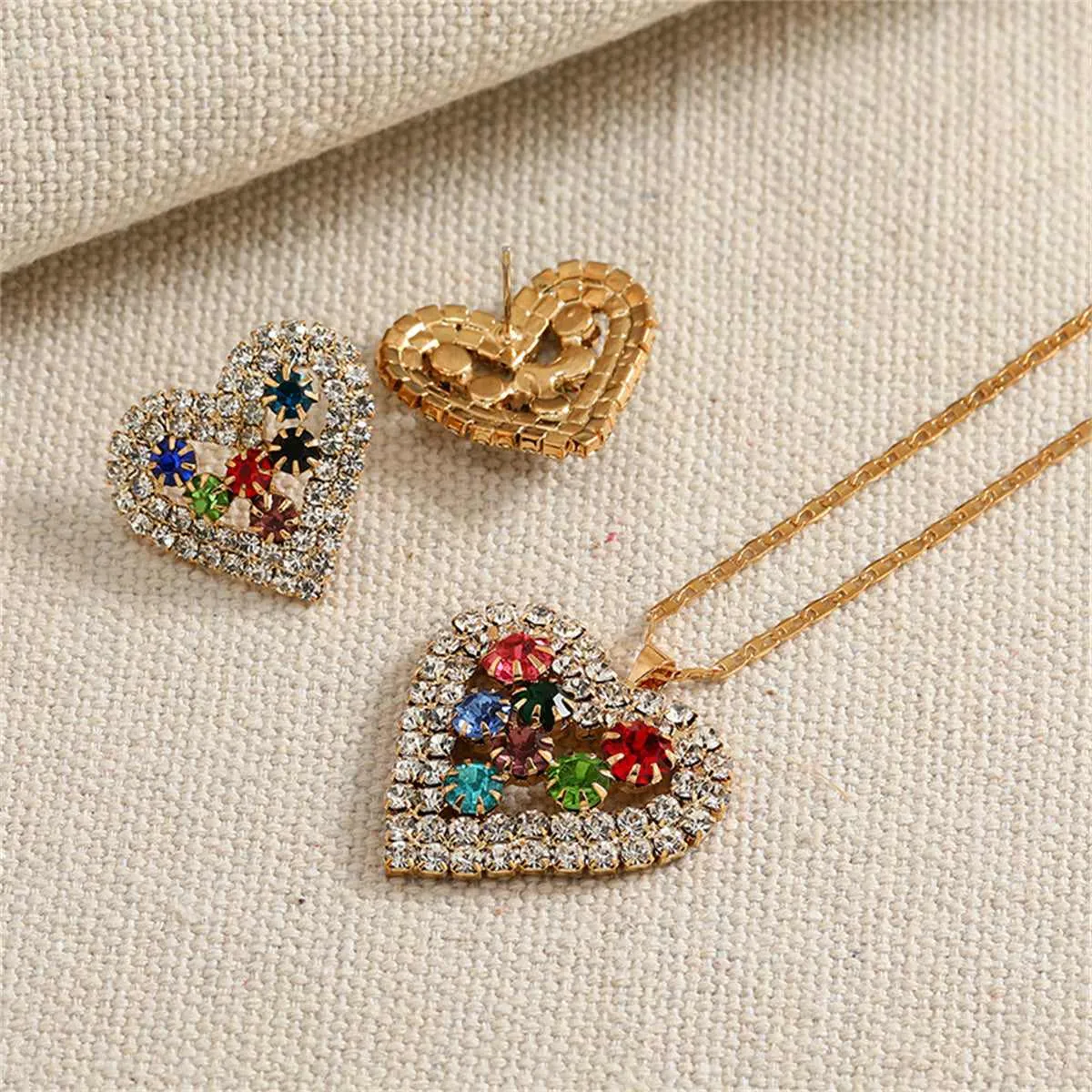 Red Crystal & Cubic Zirconia Heart Pendant Necklace Set sold by Zulily product image thumbnail 2