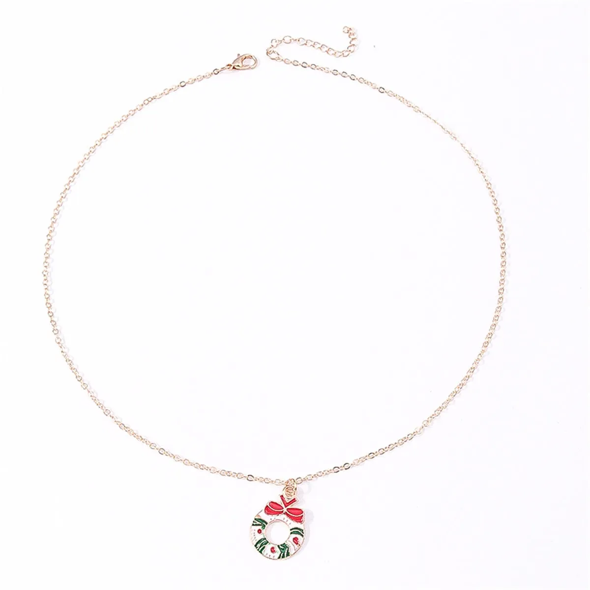 Green & Red Wreath Pendant Necklace sold by Zulily product image thumbnail 2