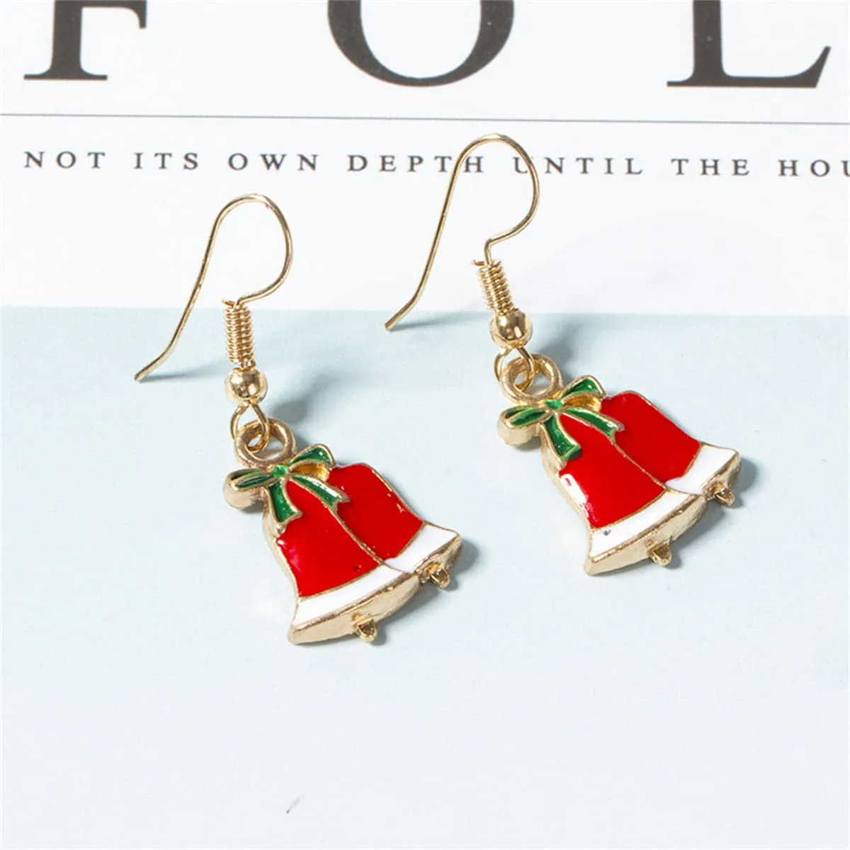 Red & Green Bow Bells Pendant Necklace Set sold by Zulily product image thumbnail 3