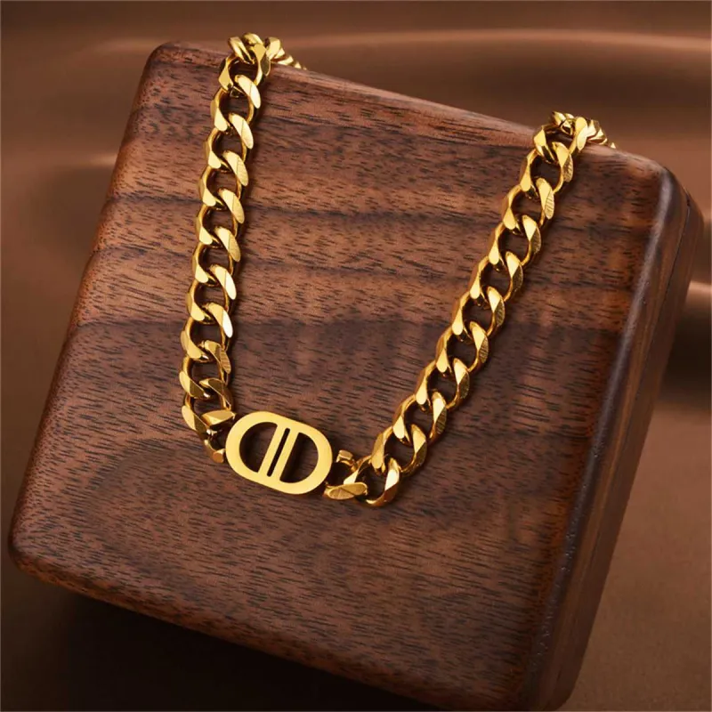 Goldtone Cuban Chain Oval Pendant Necklace made by Zulily