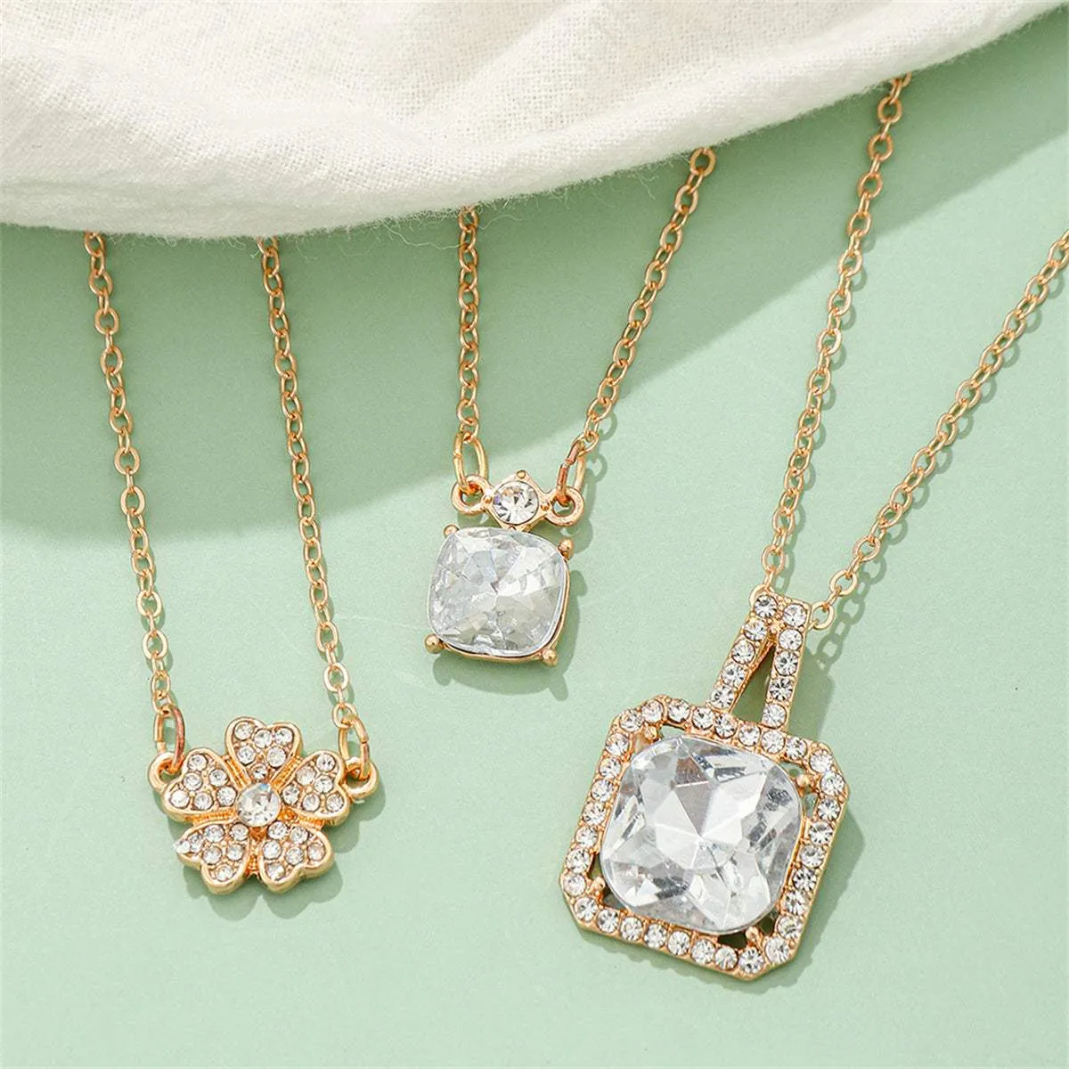Crystal & Cubic Zirconia Goldtone Flower Pendant Necklace Set sold by Zulily product image thumbnail 3