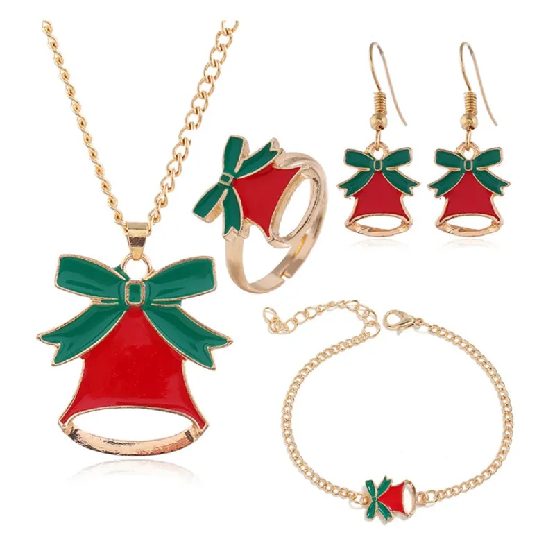 Red Enamel & Goldtone Jingle Bell Drop Earrings Set made by Zulily