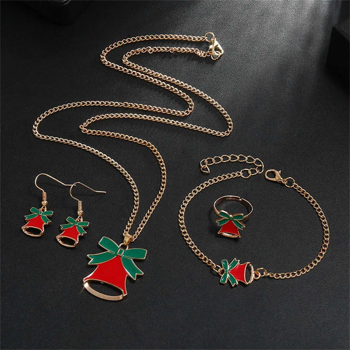 Red Enamel & Goldtone Jingle Bell Drop Earrings Set sold by Zulily product image thumbnail 2
