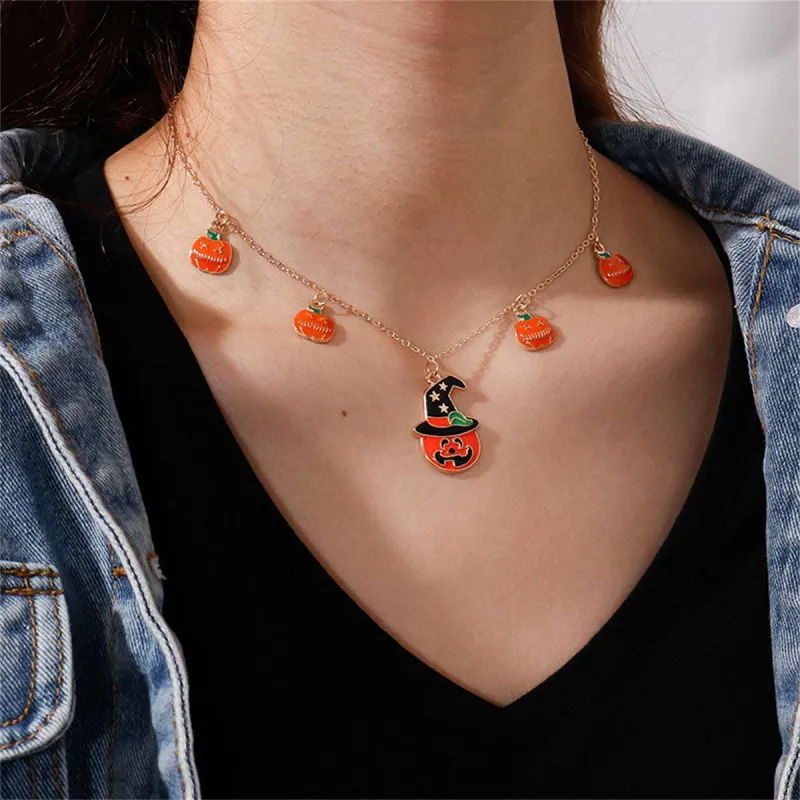 Orange Enamel & Goldtone Pumpkin Pendant Necklace made by Zulily