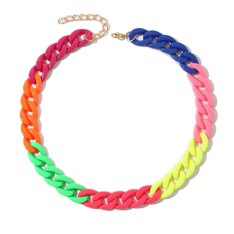 Red & Green Rainbow Cuban Chain Necklace made by Zulily