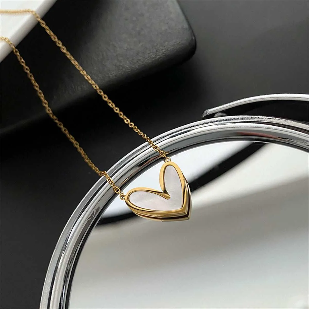 Shell & Goldtone Heart Pendant Necklace sold by Zulily product image thumbnail 3