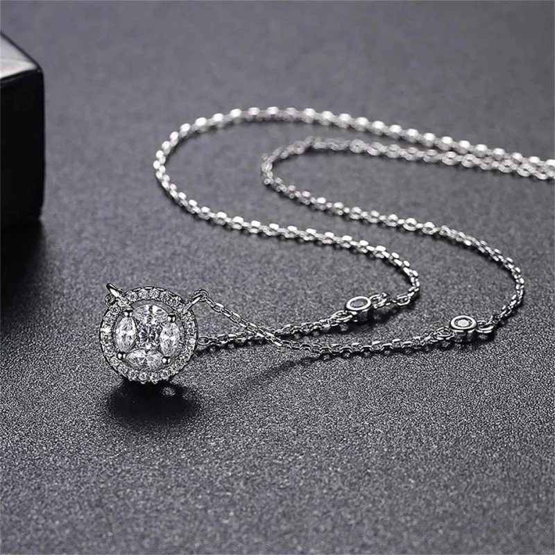 Crystal & Cubic Zirconia Silvertone Round Pendant Necklace made by Zulily