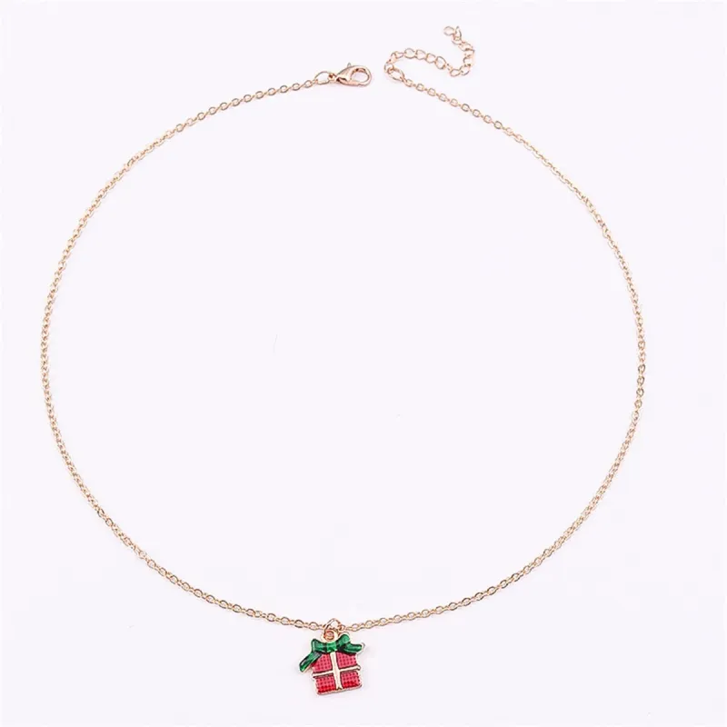 Red Enamel & Goldtone Gift Box Pendant Necklace made by Zulily