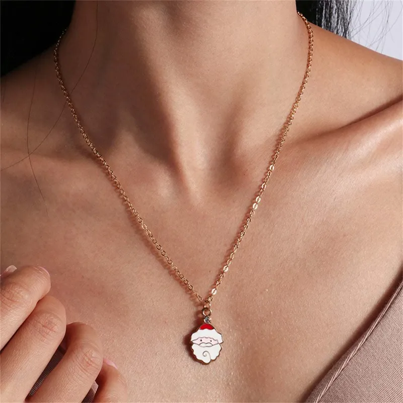 White Enamel & Goldtone Cubic Zirconia-Accent Santa Pendant Necklace made by Zulily
