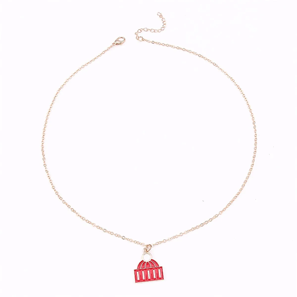 Red Enamel & Goldtone Hat Pendant Necklace sold by Zulily product image thumbnail 2