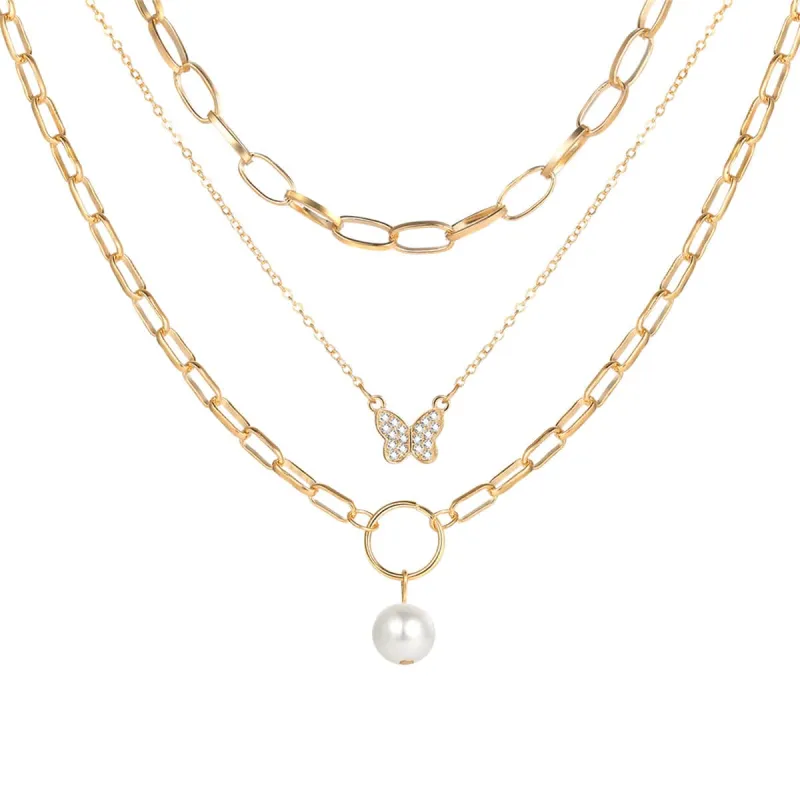 Cubic Zirconia & Pearl Goldtone Butterfly Pendant Necklace Set made by Zulily