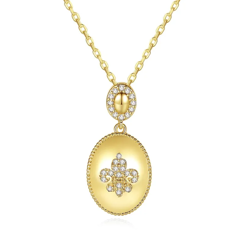 Cubic Zirconia & Goldtone Fleur-De-Lis Oval Pendant Necklace made by Zulily