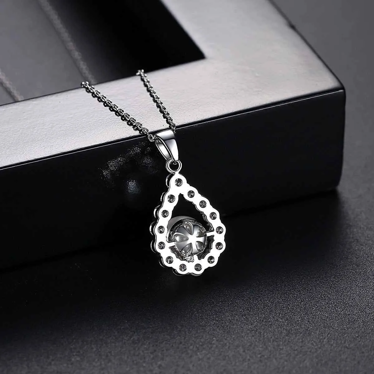 Pearl & Cubic Zirconia Silvertone Teardrop Pendant Necklace sold by Zulily product image thumbnail 3