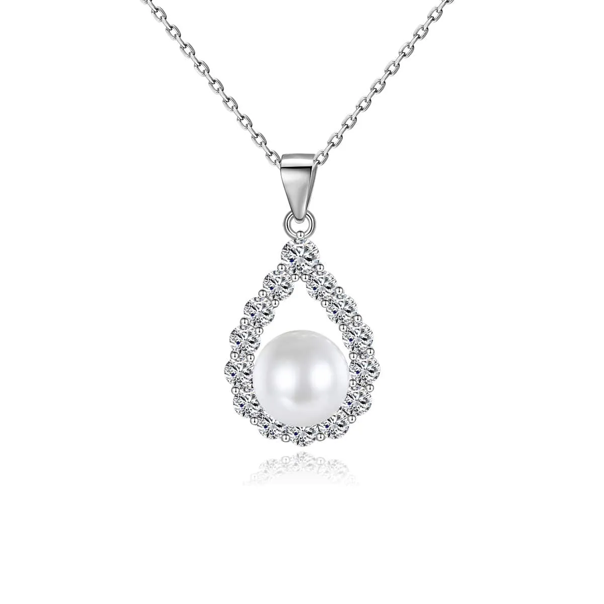 Pearl & Cubic Zirconia Silvertone Teardrop Pendant Necklace sold by Zulily product image thumbnail 2