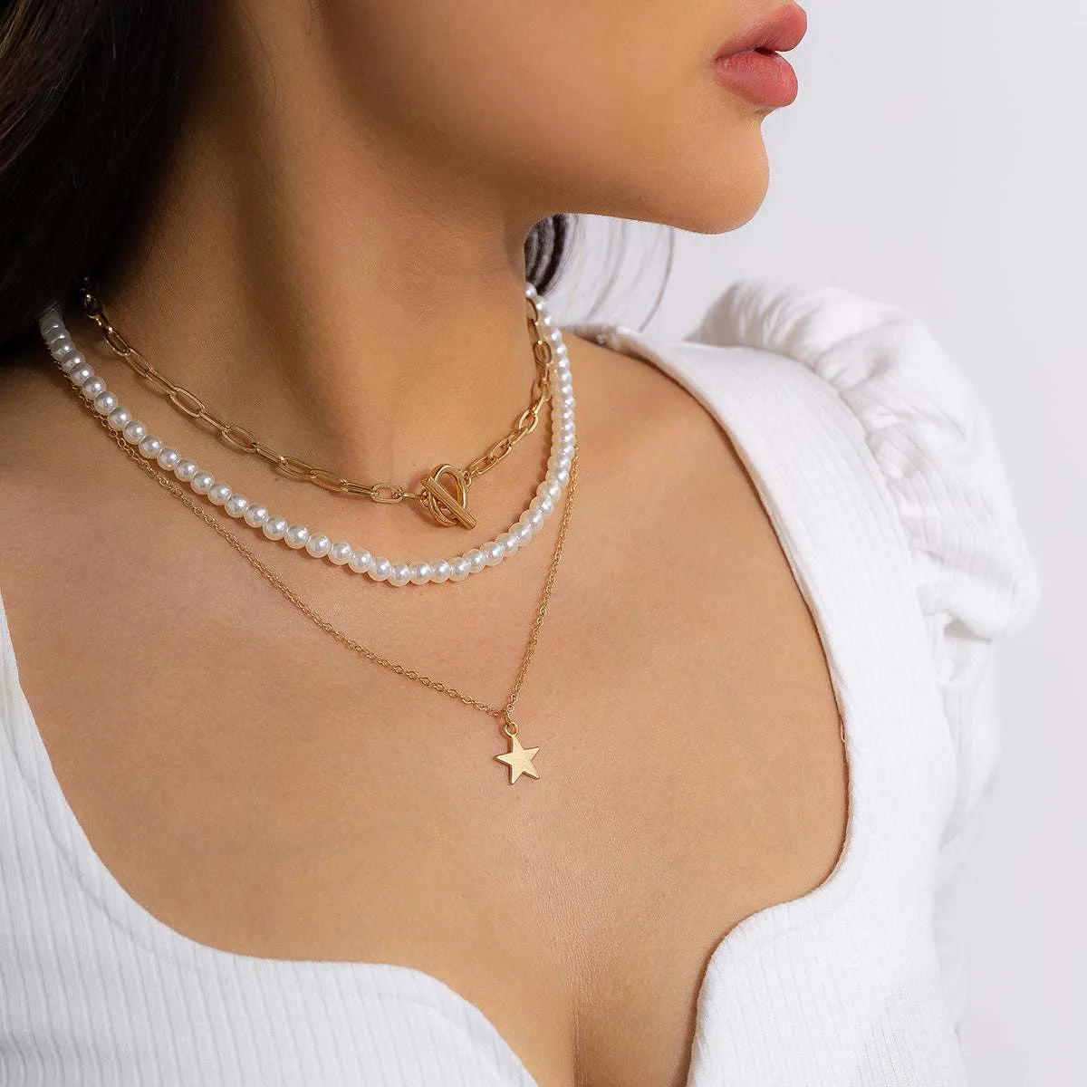 Pearl & Goldtone Star Pendant Necklace Set sold by Zulily product image thumbnail 2