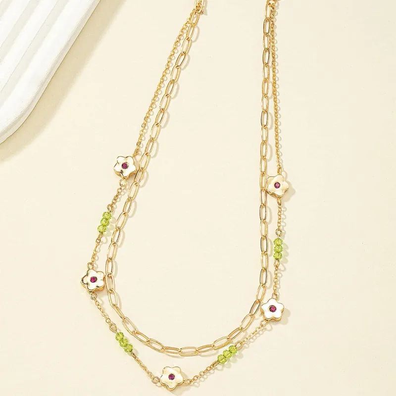 Cubic Zirconia & Goldtone Flower Layered Necklace made by Zulily