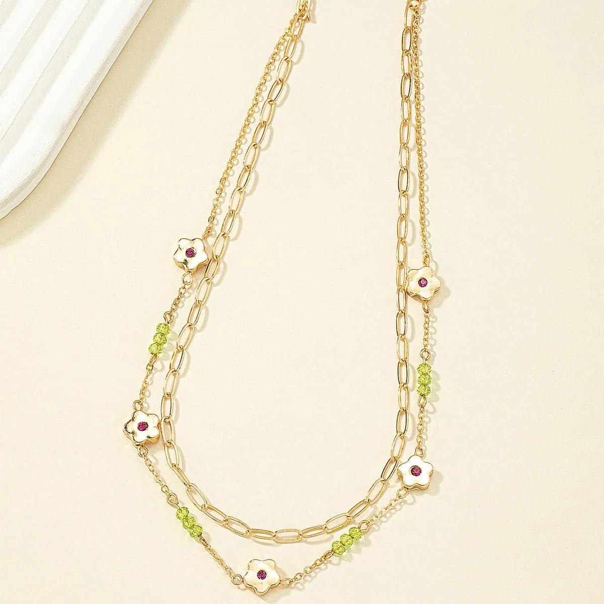 Cubic Zirconia & Goldtone Flower Layered Necklace sold by Zulily