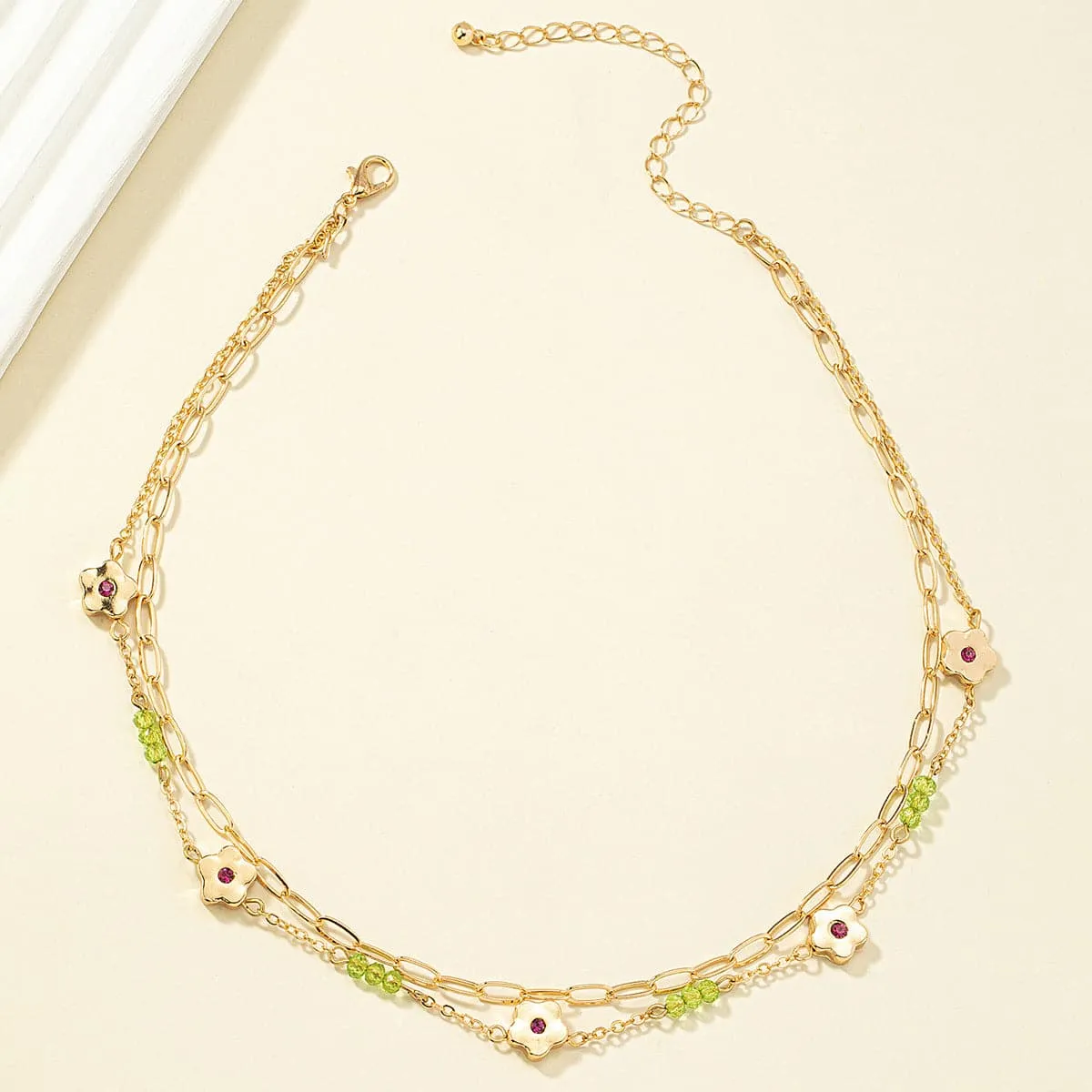 Cubic Zirconia & Goldtone Flower Layered Necklace sold by Zulily product image thumbnail 3