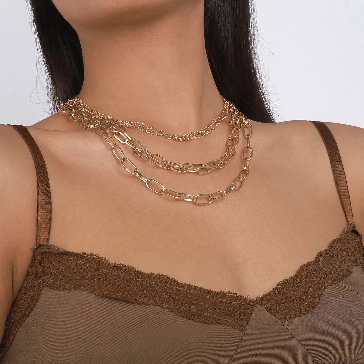 Goldtone Layered Curb Chain Necklace Set sold by Zulily product image thumbnail 3