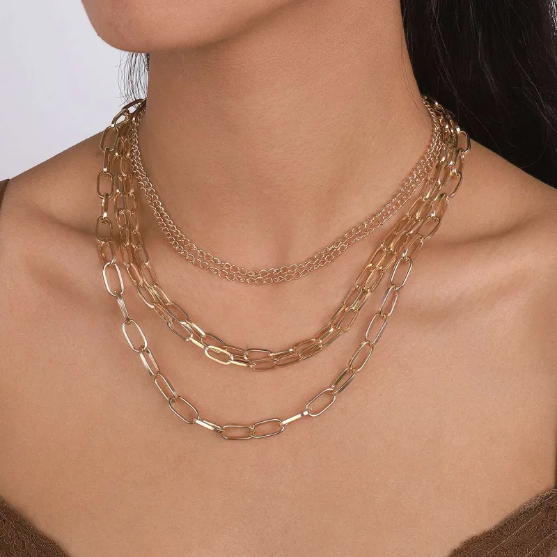 Goldtone Layered Curb Chain Necklace Set made by Zulily