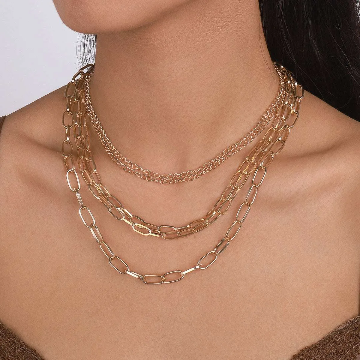 Goldtone Layered Curb Chain Necklace Set sold by Zulily