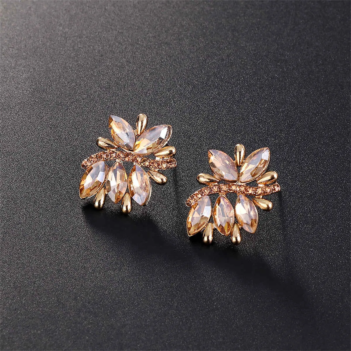 Champagne Crystal & Cubic Zirconia Goldtone Botany Cluster Station Necklace Set sold by Zulily product image thumbnail 2