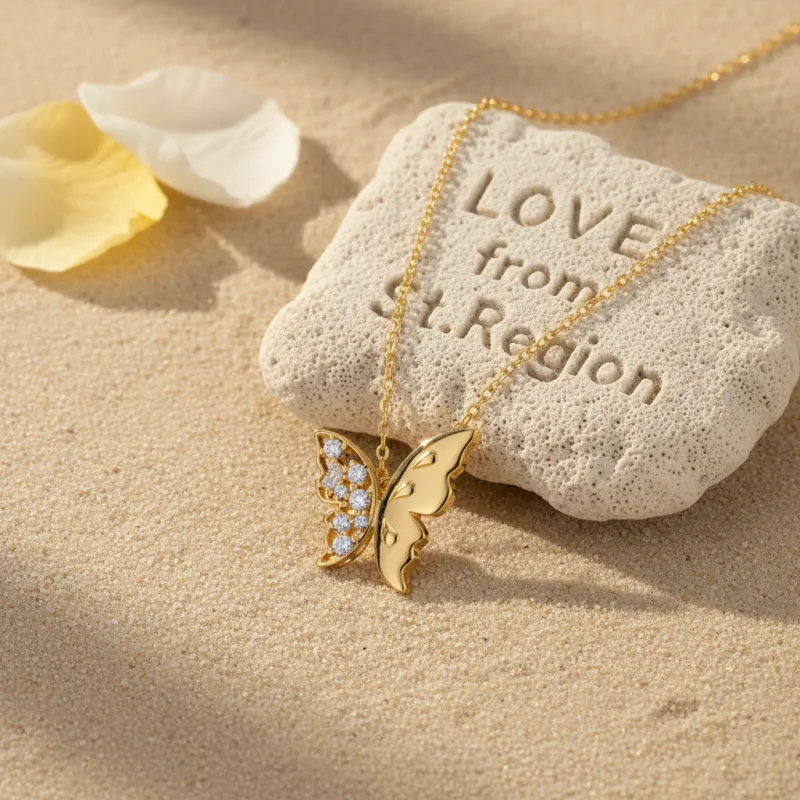 Clear Cubic Zirconia & Goldtone Butterfly Pendant Necklace made by Zulily