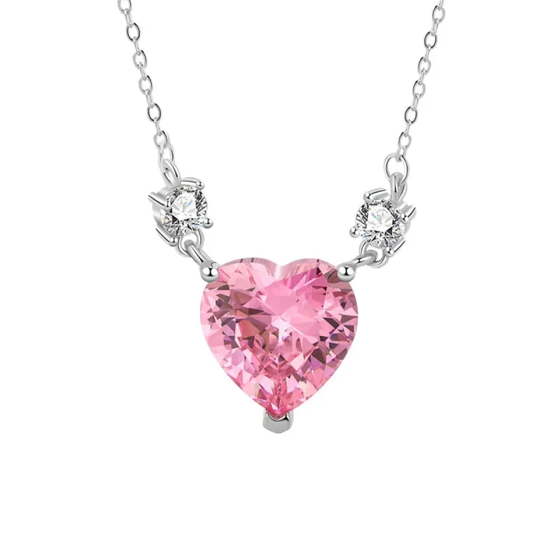 Pink Crystal & Cubic Zirconia Heart Pendant Necklace made by Zulily