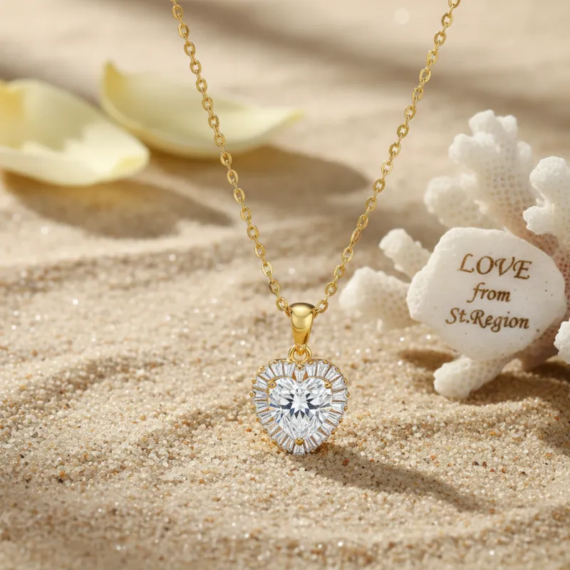 Clear Crystal & Goldtone Heart Halo Pendant Necklace made by Zulily