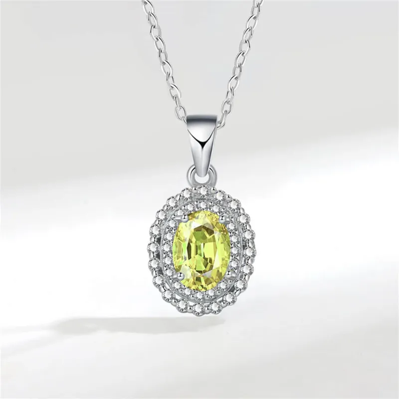 Yellow Crystal & Cubic Zirconia Silvertone Oval Pendant Necklace made by Zulily