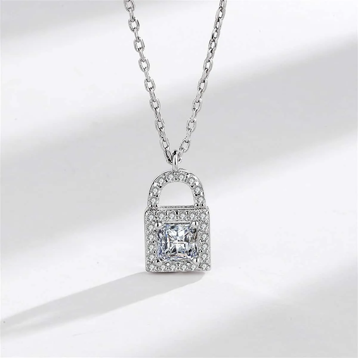 Crystal & Cubic Zirconia Silvertone Lock Pendant Necklace sold by Zulily